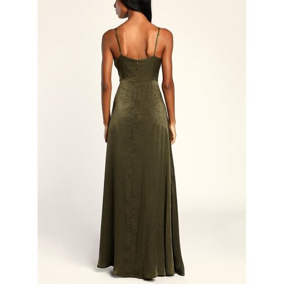 LULU'S SZ M Green Endless Elegance Surplice Neck Sleeveless Maxi Dress 0B1 *flaw - Picture 2 of 12